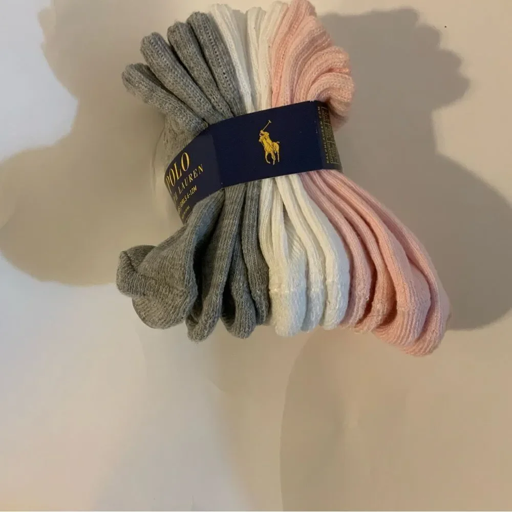 6 Polo Ralph Lauren Infant Girls Socks Multi Sz 6-12M -New